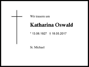 Traueranzeige von Katharina Oswald von Region Berchtesgadener Land