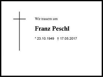 Traueranzeige von Franz Peschl von Region Berchtesgadener Land