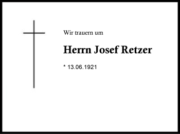 Traueranzeige von Josef Retzer von Region Berchtesgadener Land