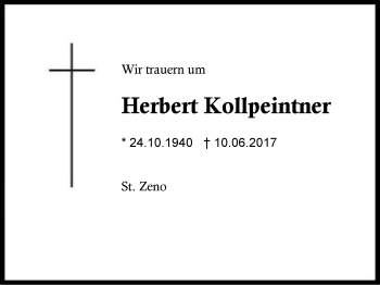 Traueranzeige von Herbert Kollpeintner von Region Berchtesgadener Land