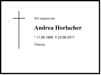 Traueranzeige von Andrea Horlacher von Region Chiemgau
