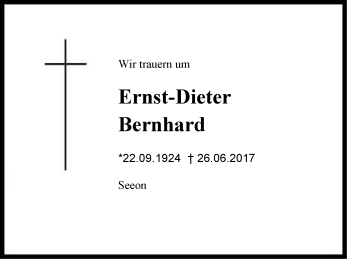 Traueranzeige von Ernst-Dieter Bernhard von Region Chiemgau