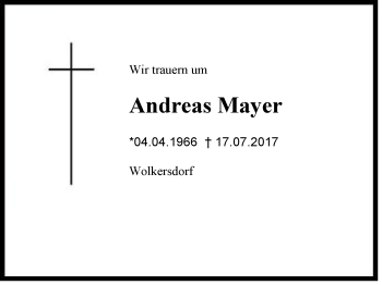 Traueranzeige von Andreas Mayer von Region Chiemgau