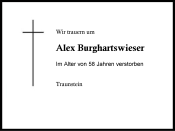 Traueranzeige von Alex Burghartswieser von Region Chiemgau