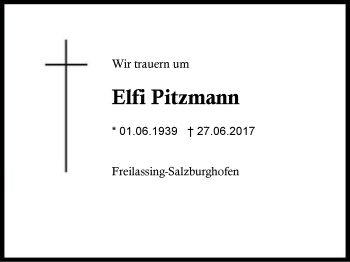Traueranzeige von Elfi Pitzmann von Region Berchtesgadener Land