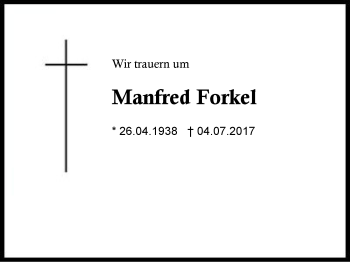 Traueranzeige von Manfred Forkel von Region Chiemgau