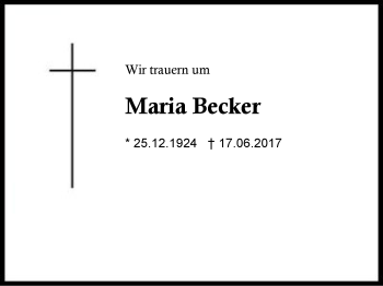 Traueranzeige von Maria Becker von Region Berchtesgadener Land
