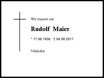 Traueranzeige von Rudolf Maier von Region Berchtesgadener Land