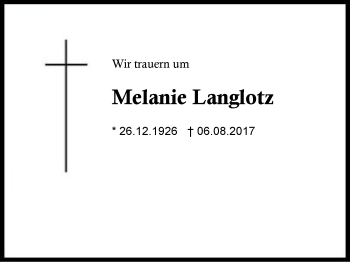 Traueranzeige von Melanie Langlotz von Region Berchtesgadener Land