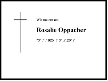 Traueranzeige von Rosalie Oppacher von Region Chiemgau