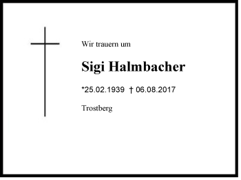 Traueranzeige von Sigi Halmbacher von Region Chiemgau