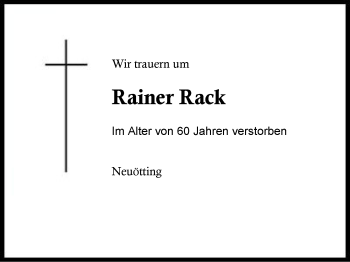 Traueranzeige von Rainer Rack von Region Berchtesgadener Land