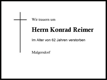Traueranzeige von Konrad Reimer von Region Berchtesgadener Land