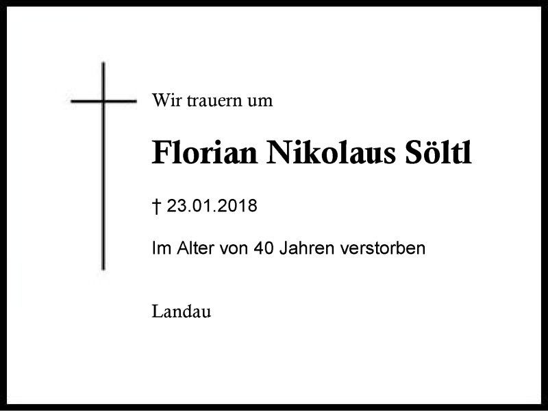  Traueranzeige für Florian Nikolaus Söltl vom 27.01.2018 aus Region Berchtesgadener Land