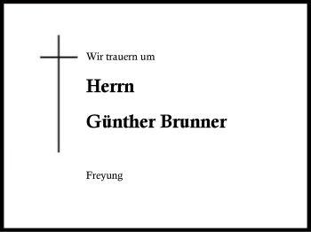 Traueranzeige von Günther Brunner von Region Berchtesgadener Land