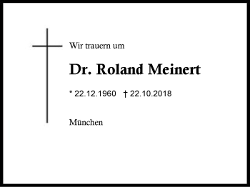 Traueranzeige von Roland Meinert von Region Berchtesgadener Land