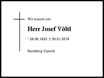 Traueranzeige von Josef Völtl von Region Berchtesgadener Land