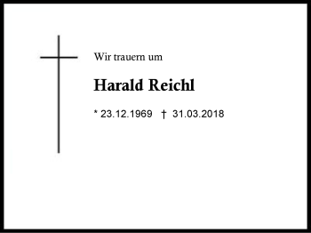 Traueranzeige von Harald Reichl von Region Berchtesgadener Land