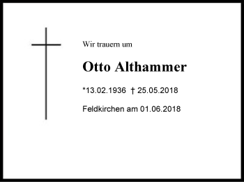 Traueranzeige von Otto  Althammer von Region Berchtesgadener Land