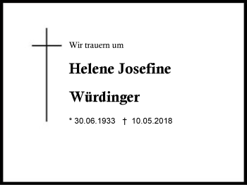 Traueranzeige von Helene Josefine Würdinger von Region Berchtesgadener Land