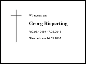 Traueranzeige von Georg  Rieperting von Region Chiemgau