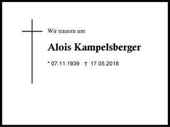 Traueranzeige von Alois Kampelsberger von Region Berchtesgadener Land