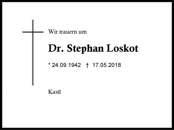 Traueranzeige von Stephan Loskot von Region Berchtesgadener Land