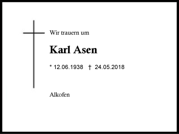 Traueranzeige von Karl Asen von Region Berchtesgadener Land