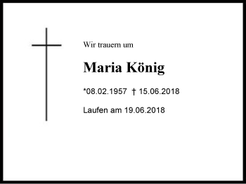 Traueranzeige von Maria König von Region Chiemgau