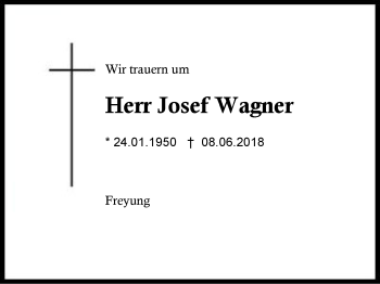 Traueranzeige von Josef Wagner von Region Berchtesgadener Land