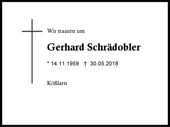 Traueranzeige von Gerhard Schrädobler von Region Berchtesgadener Land