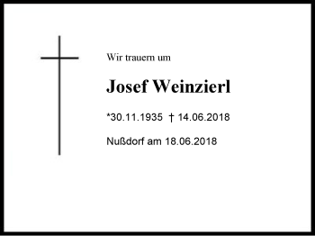 Traueranzeige von Josef  Weinzierl von Region Chiemgau