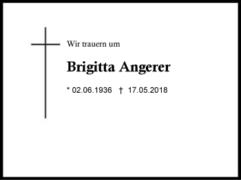Traueranzeige von Brigitta Angerer von Region Chiemgau