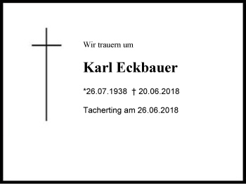 Traueranzeige von Karl Eckbauer von Region Chiemgau