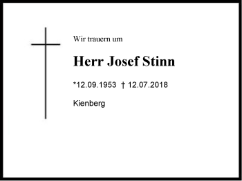 Traueranzeige von Josef Stinn von Region Chiemgau