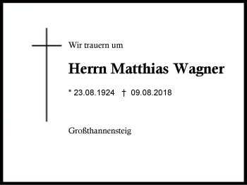 Traueranzeige von Matthias Wagner von Region Berchtesgadener Land