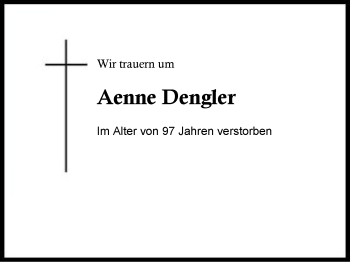 Traueranzeige von Aenne Dengler von Region Berchtesgadener Land