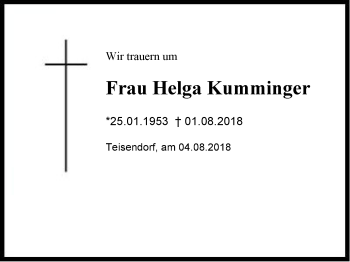 Traueranzeige von Helga Kumminger von Region Berchtesgadener Land