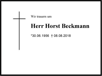 Traueranzeige von Horst Beckmann von Region Chiemgau