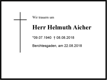 Traueranzeige von Helmuth Aicher von Region Berchtesgadener Land