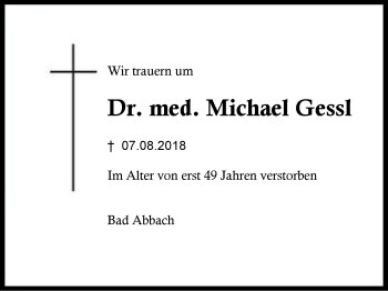 Traueranzeige von Michael Gessl von Region Berchtesgadener Land