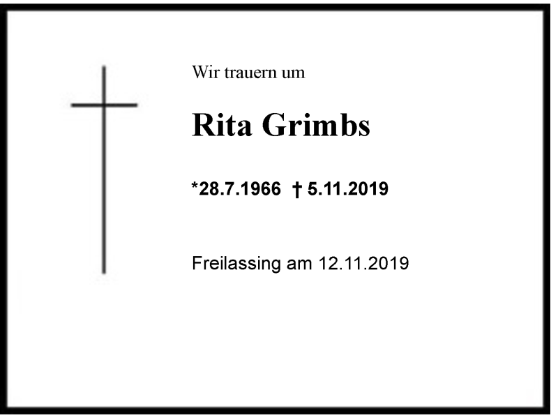  Traueranzeige für Rita Grimbs vom 13.11.2019 aus Region Berchtesgadener Land