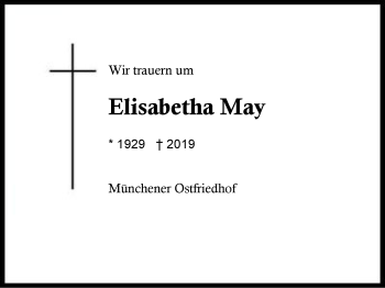 Traueranzeige von Elisabetha May von Region Berchtesgadener Land