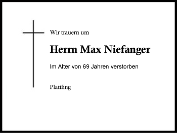 Traueranzeige von Max Niefanger von Region Berchtesgadener Land