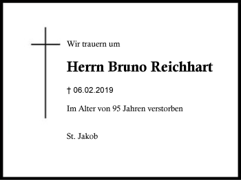 Traueranzeige von Bruno Reichhart von Region Berchtesgadener Land
