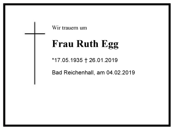 Traueranzeige von Ruth  Egg von Region Berchtesgadener Land