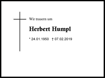 Traueranzeige von Herbert Humpl von Region Berchtesgadener Land