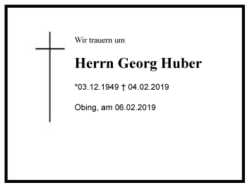 Traueranzeige von Georg Huber von Region Chiemgau