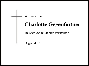 Traueranzeige von Charlotte Gegenfurtner von Region Berchtesgadener Land