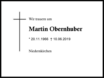 Traueranzeige von Martin  Obernhuber von Region Berchtesgadener Land